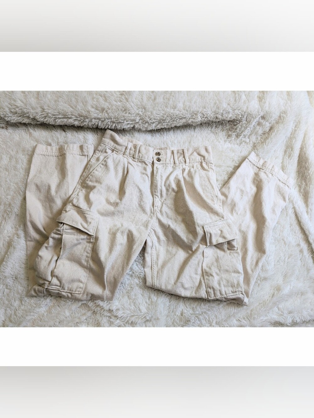 Banana Republic Khaki Cream Cargo Pants With Foldover Pockets Size 27/4